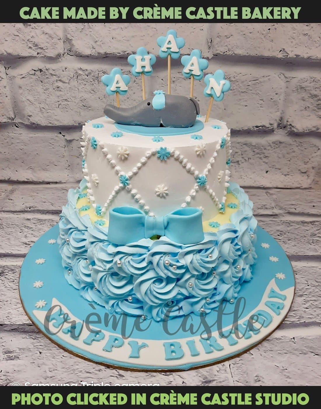 Blue elephant Cake - Creme Castle