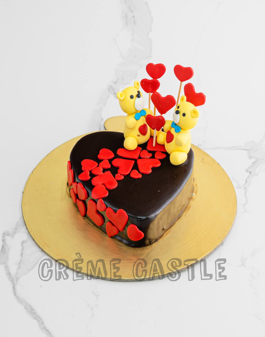 Heart Shaped Cake - Chocolate heart and Teddy Cake - Customized Cake In Gurgaon