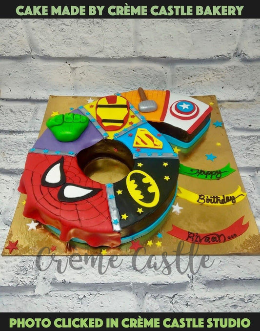 Number Shape Avengers Cake - Creme Castle