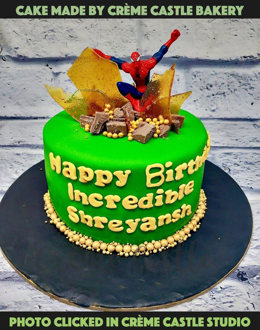 Spiderman Green Cake - Creme Castle