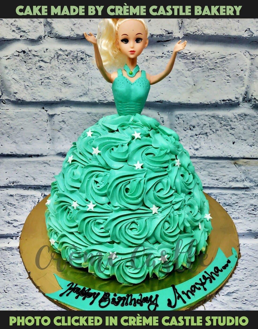 Birthday Cake Designs for Girls - Bluish Barbie Doll Cake - Customized Cake In Gurgaon