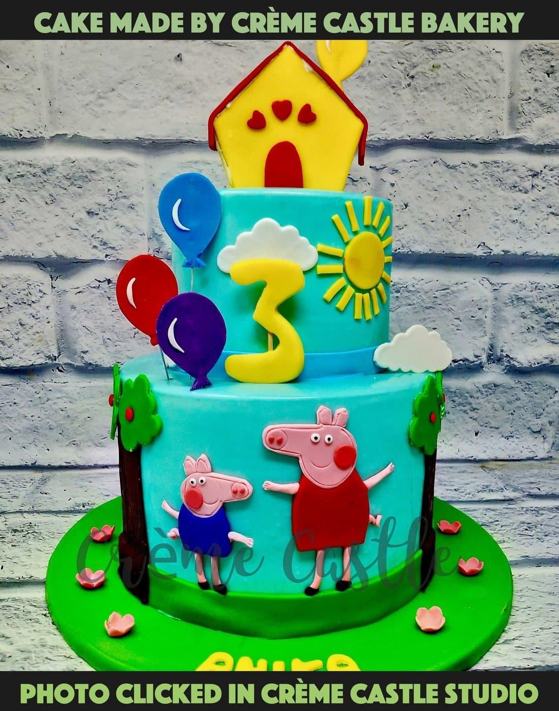 Peppa Pig Tier Hut Cake - Creme Castle