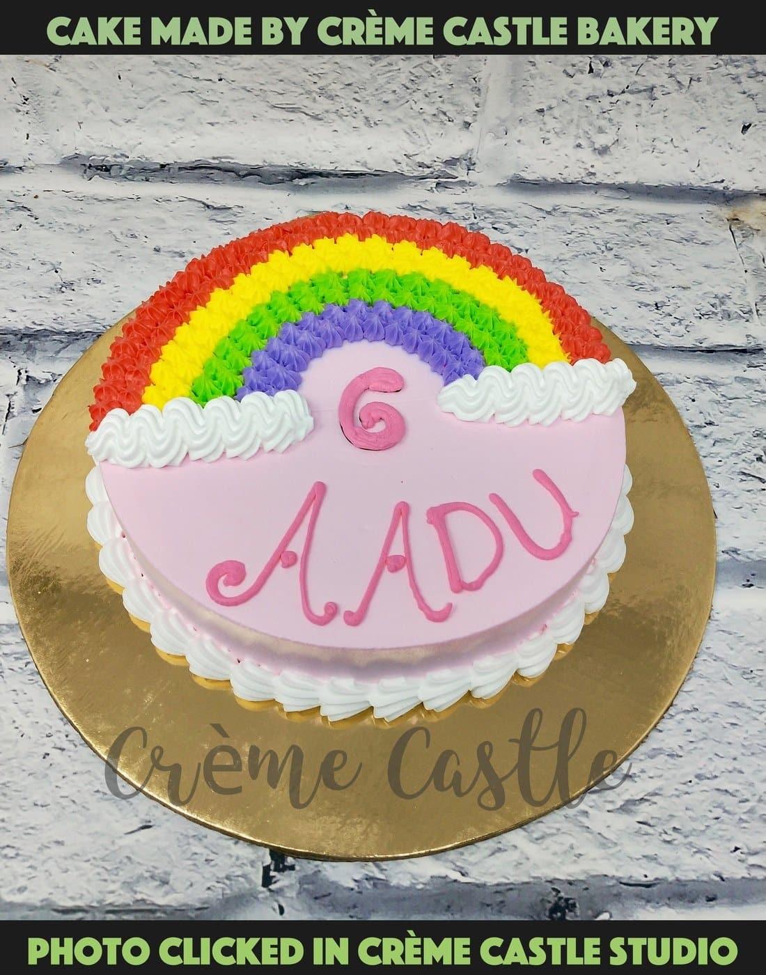 Cream Rainbow Half Cake | Half Birthday Celebration Cakes by Kukkr