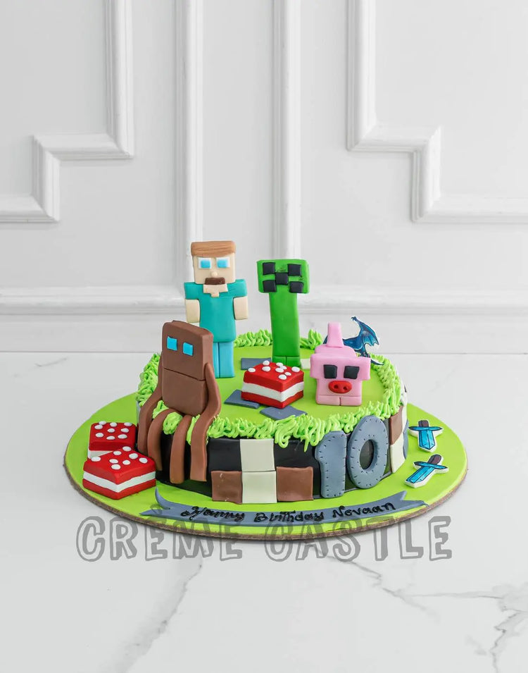 Minecraft Characters Cake. Computer Game Cake. Noida & Gurgaon – Creme ...