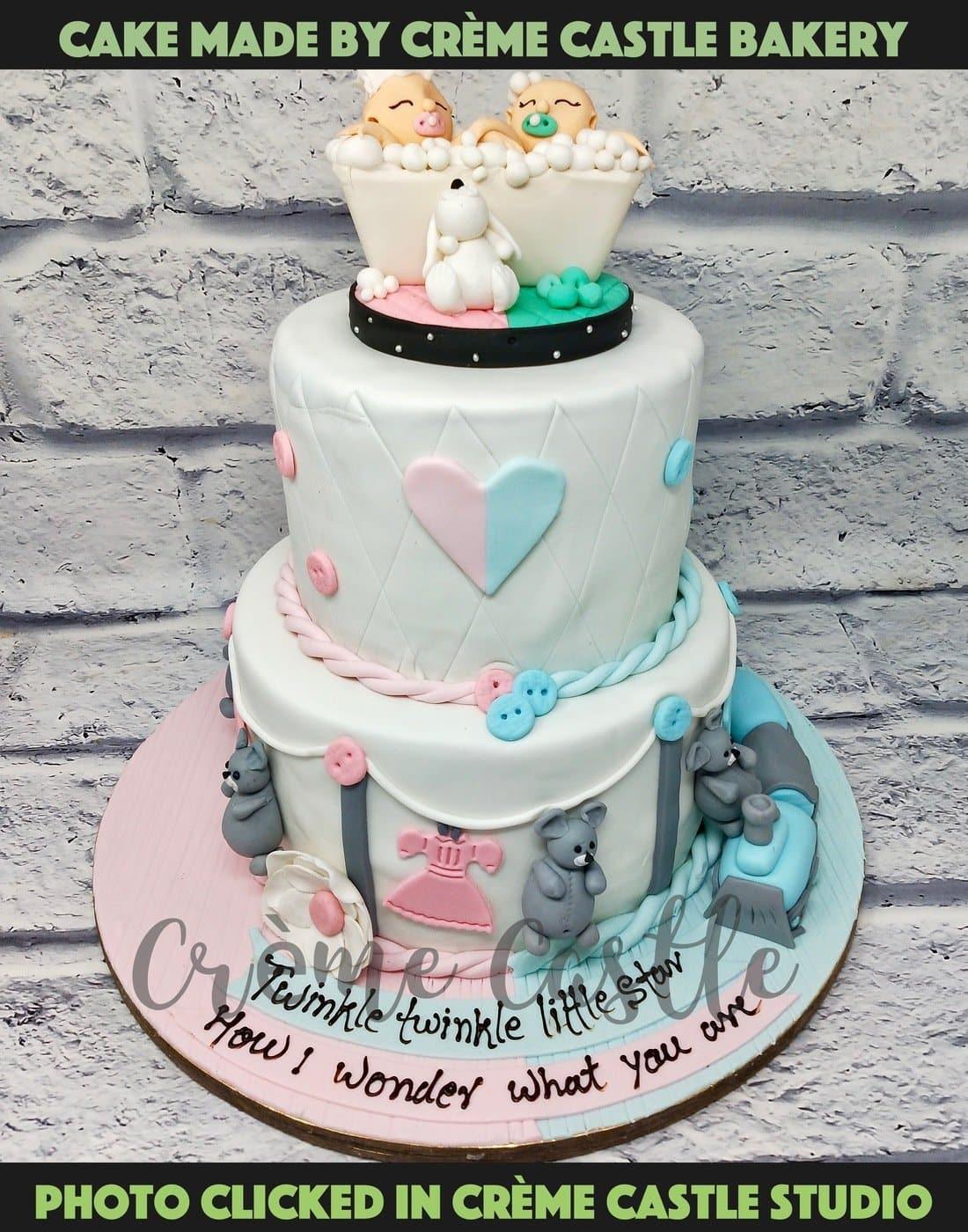 Baby Shower Stroller Tier Cake - Creme Castle