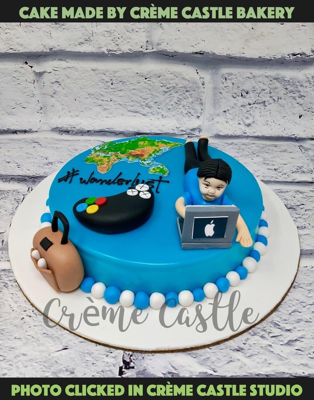 Birthday Cake Designs For Husband - Travel and Office theme Cake - Customized Cake in Noida