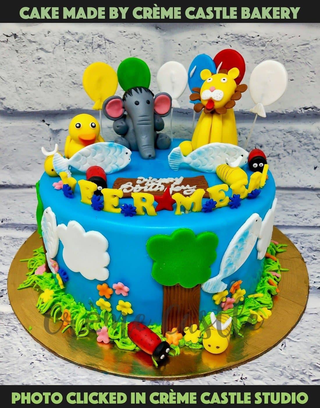 Jungle theme cake - Birthday Cake Designs for Year Old Boy - Customized Cake In Gurgaon
