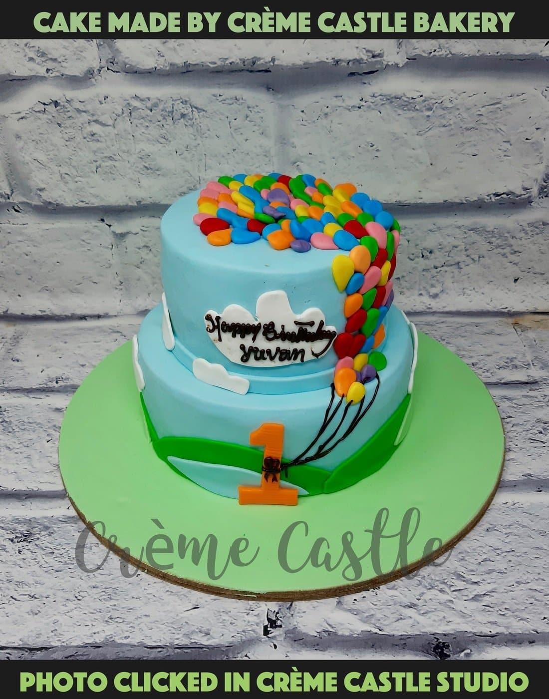 Clouds and Balloons Cake - Creme Castle