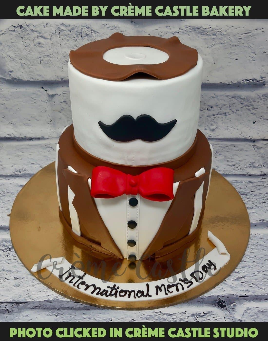 Tuxedo and Moustache Cake - Creme Castle