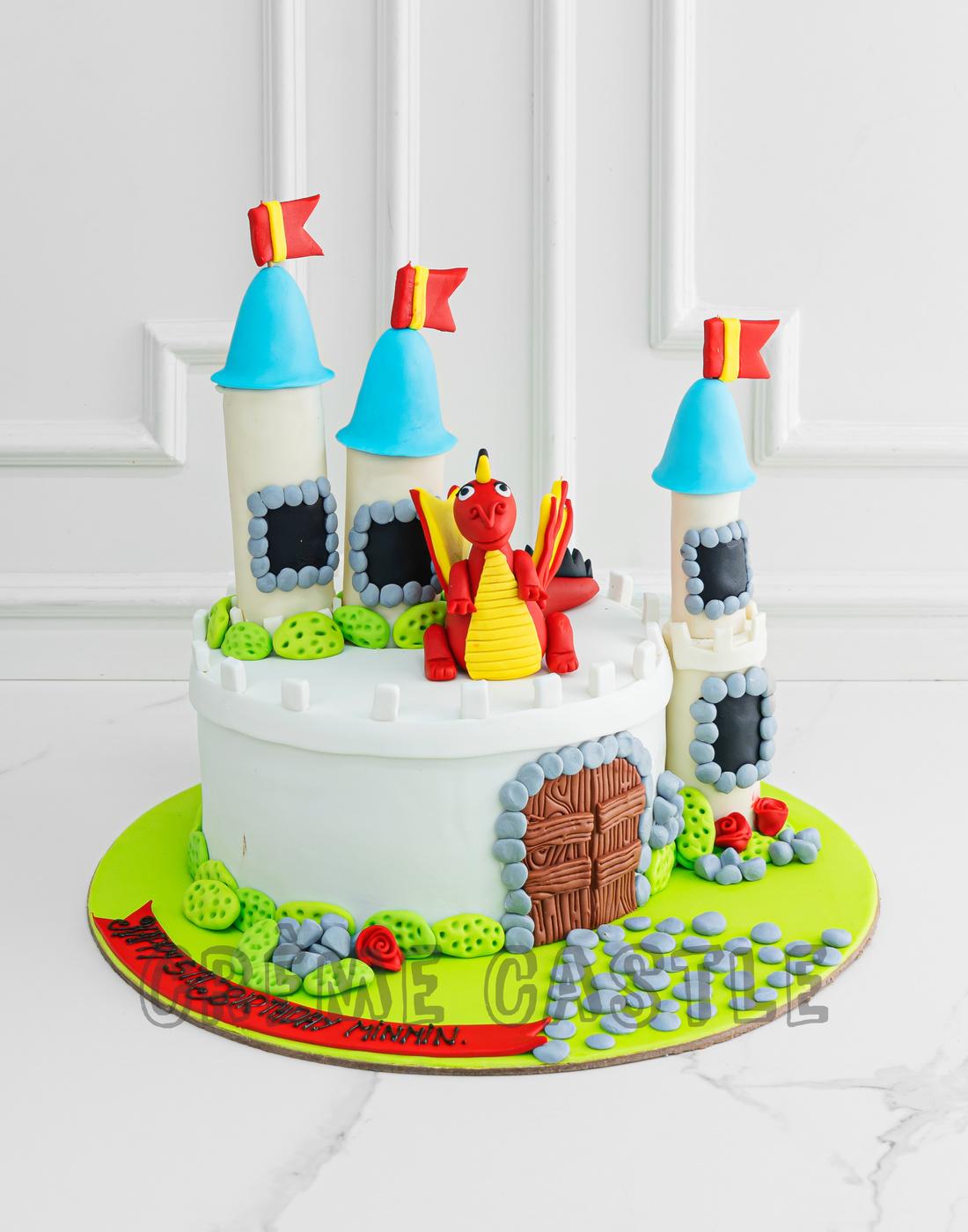 Dinosaur in the Castle Cake - Creme Castle