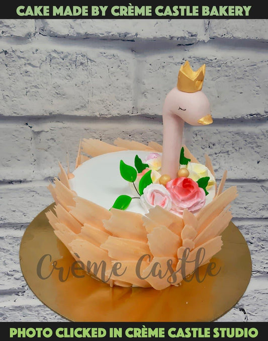 Swan theme Floral Cake - Creme Castle