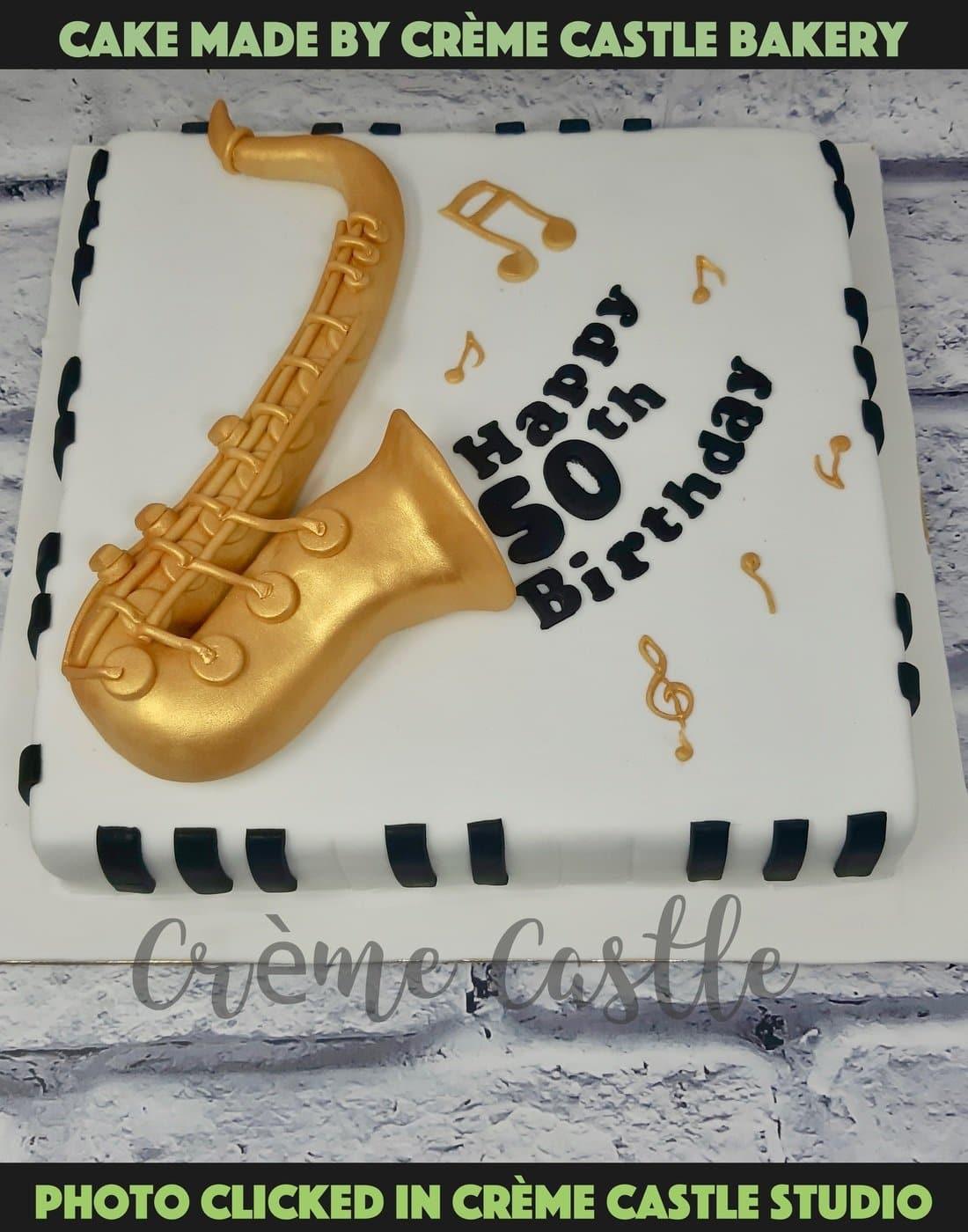 Saxophone Theme Cake - Creme Castle