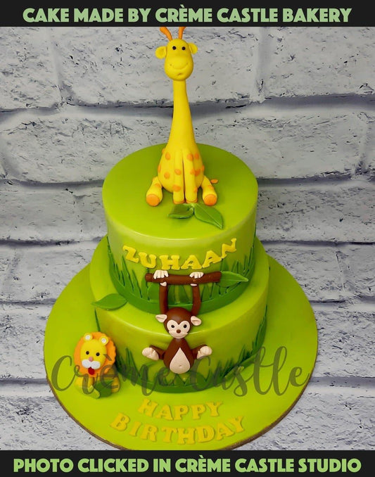 Hanging Monkey Jungle Cake - Creme Castle