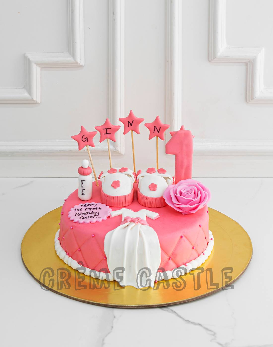 One month Baby Girl Theme Cake | Enbuggy