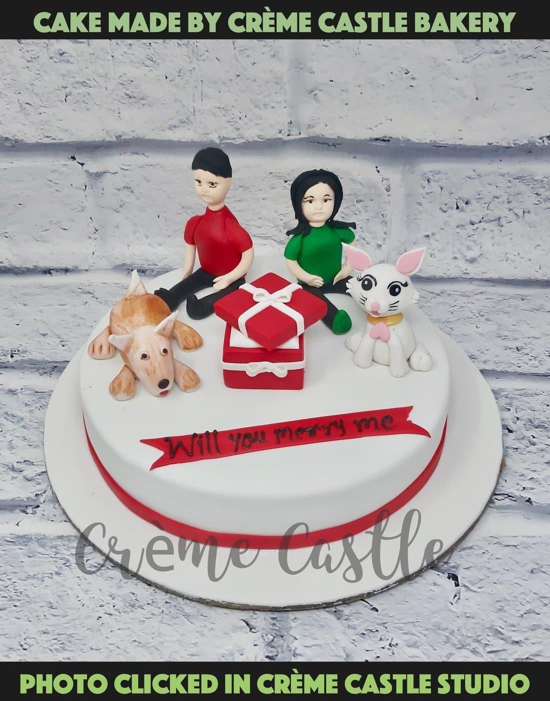 Proposal Cake with Pets - Creme Castle