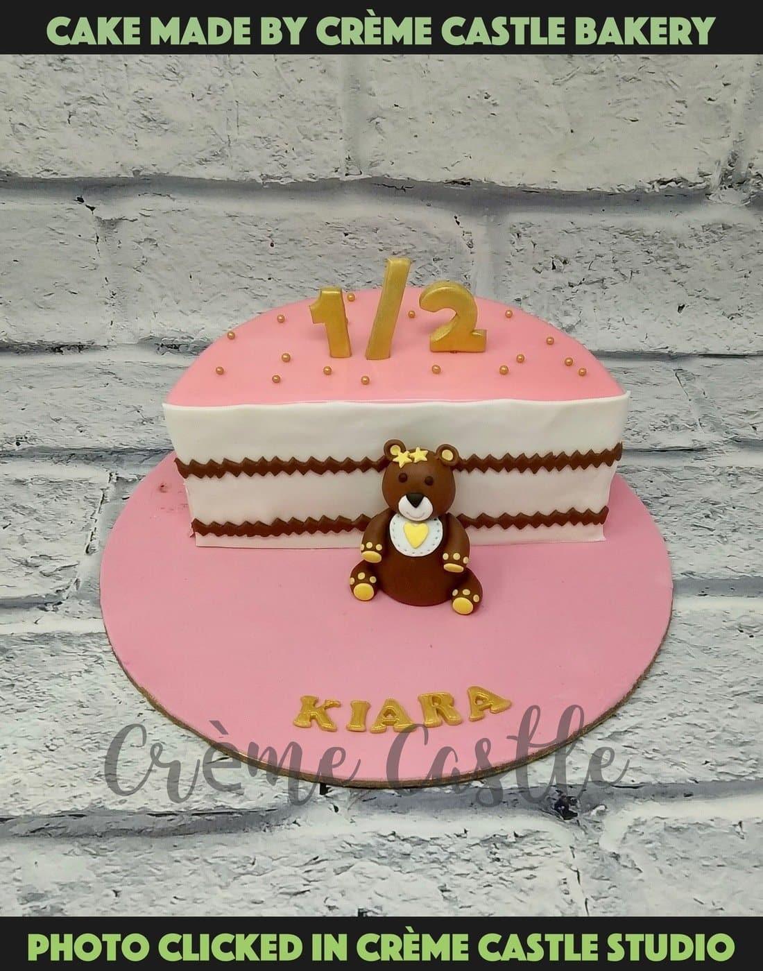 6 Months Teddy Cake - Creme Castle