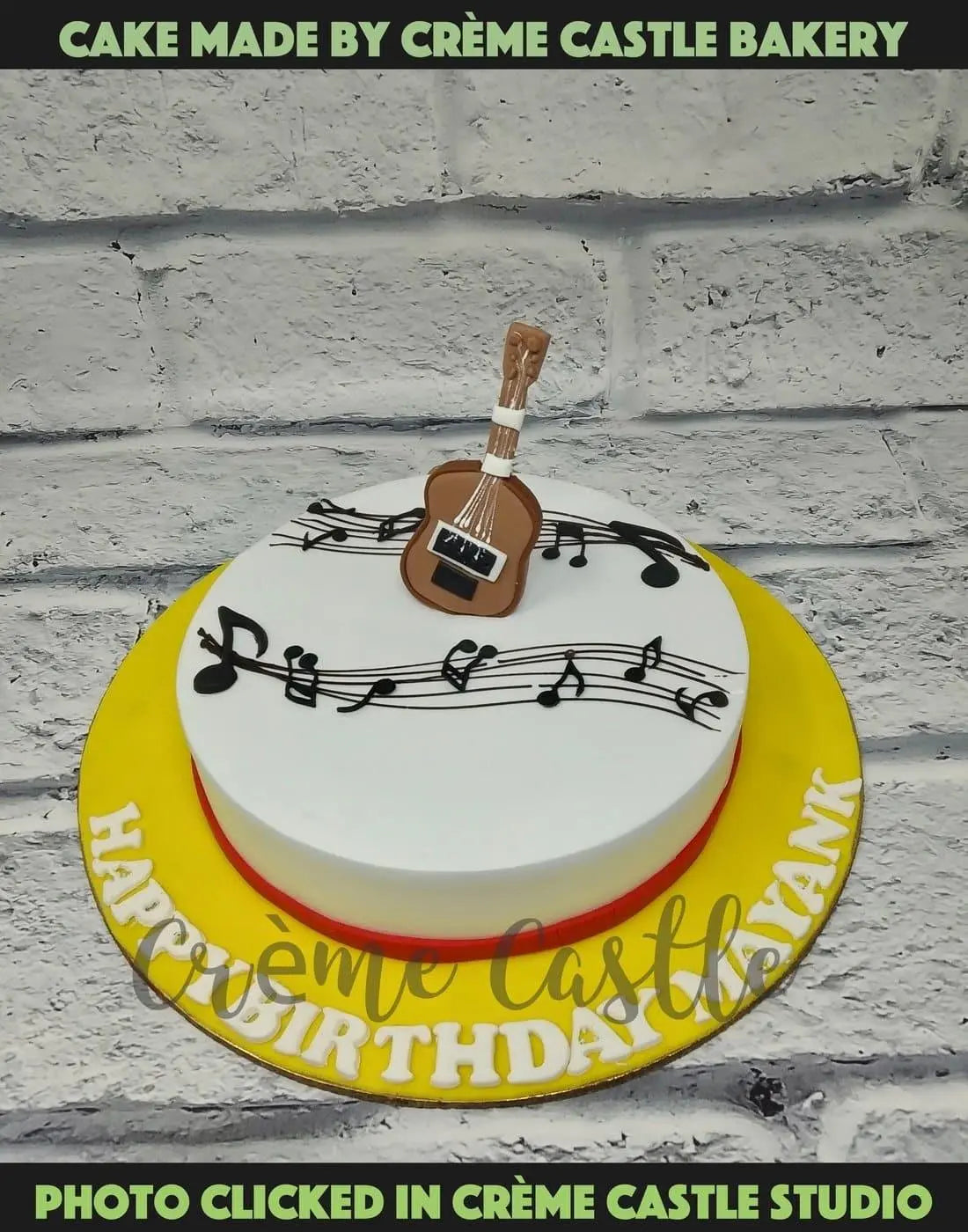 Guitar and Music Notes Cake - Creme Castle