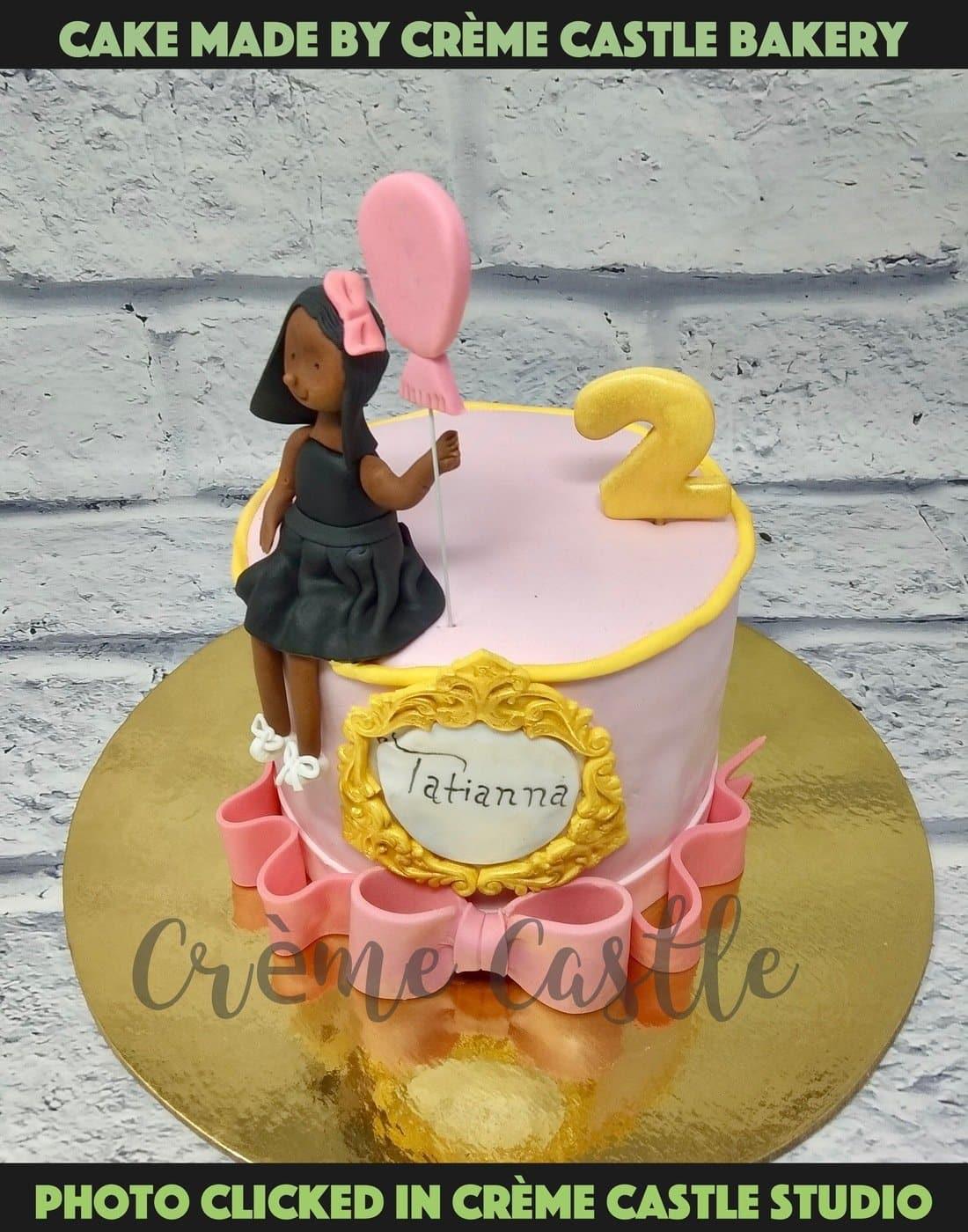 Balloon and Girl Cake - Creme Castle