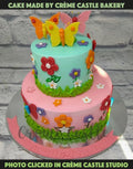 Butterfly And floral Tier Cake