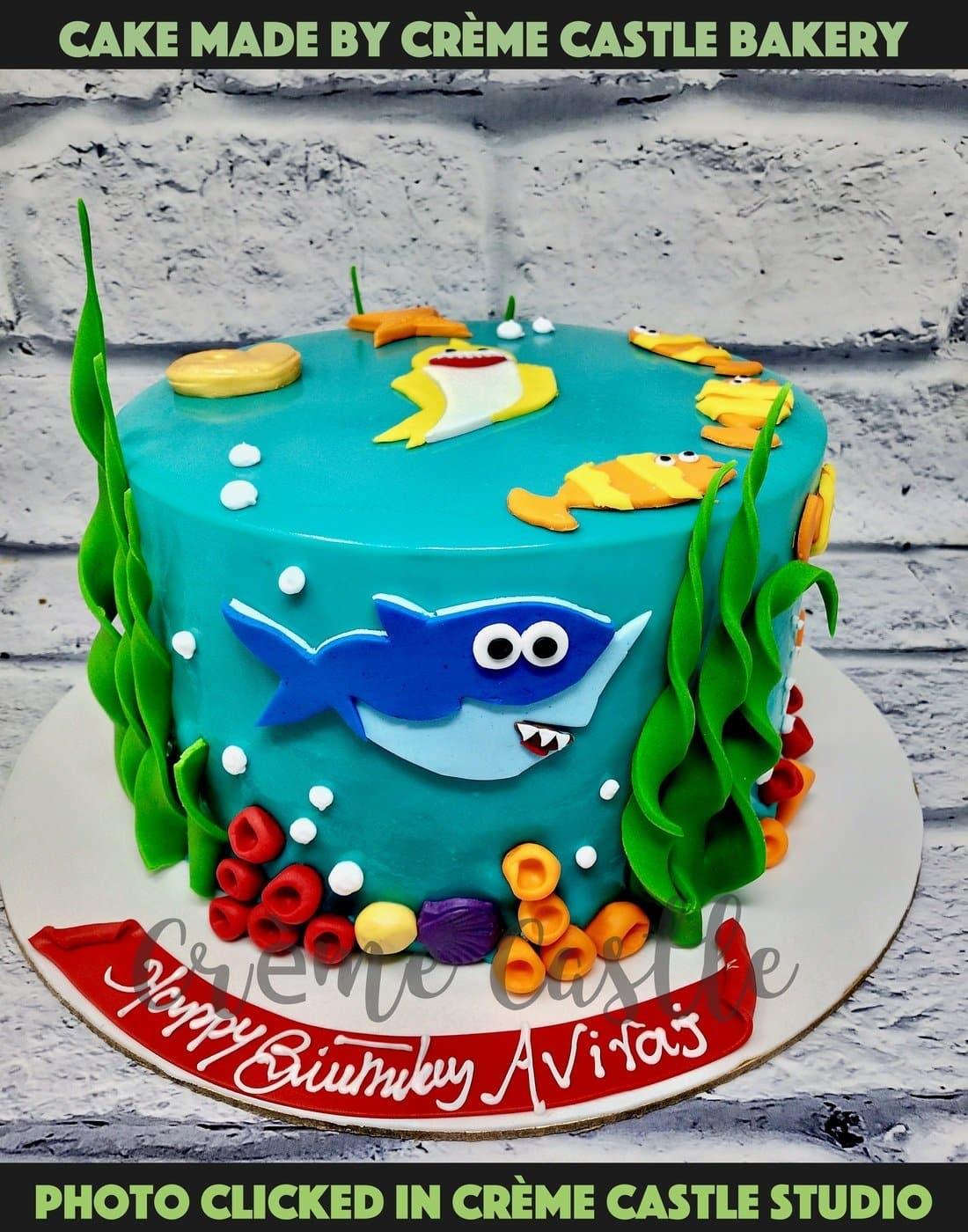 Baby Shark Underwater Cake. Underwater Theme Cake. Noida & Gurgaon