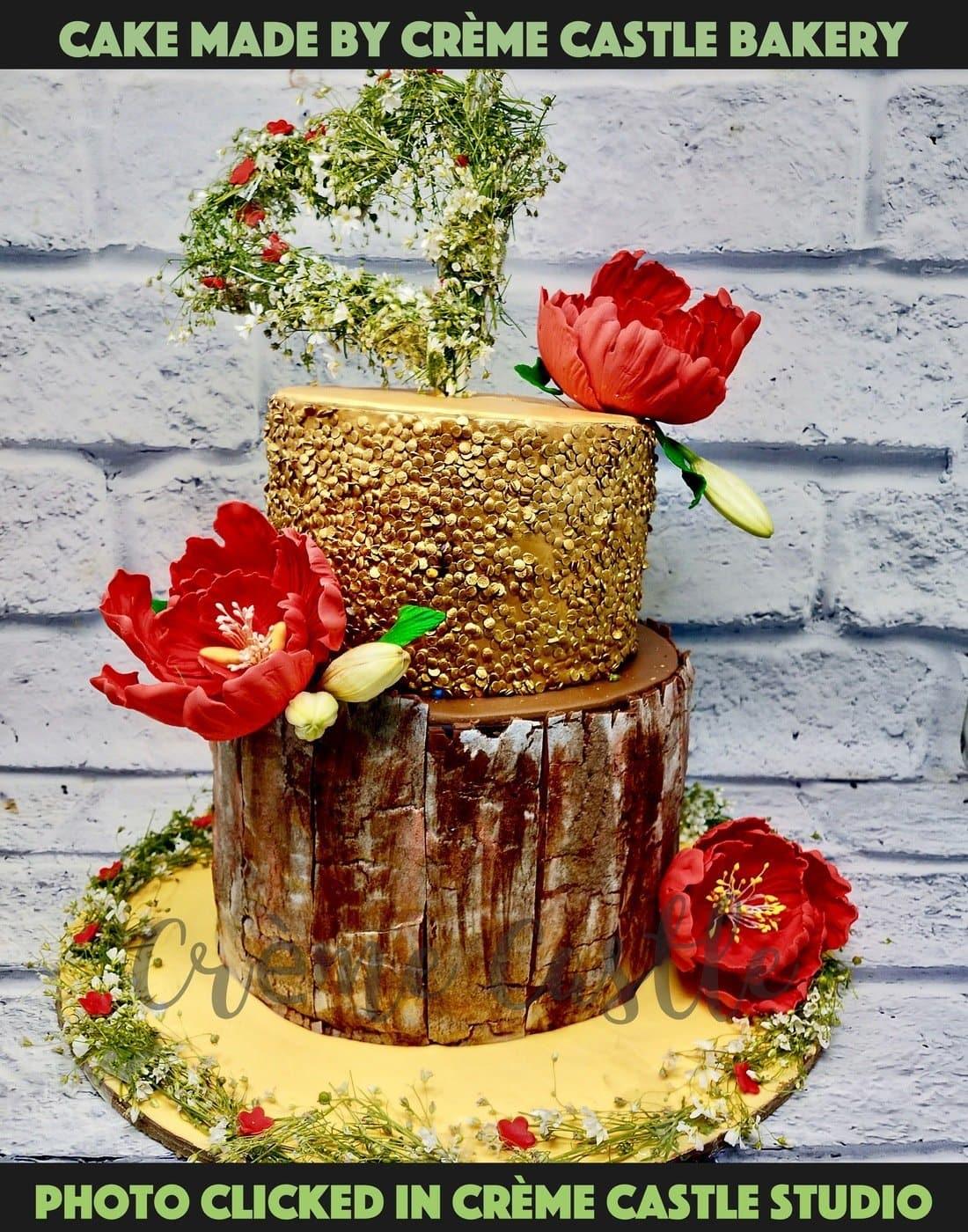 Wood Vintage Cake. Wedding Cake. Engagement Cake. Noida Gurgaon