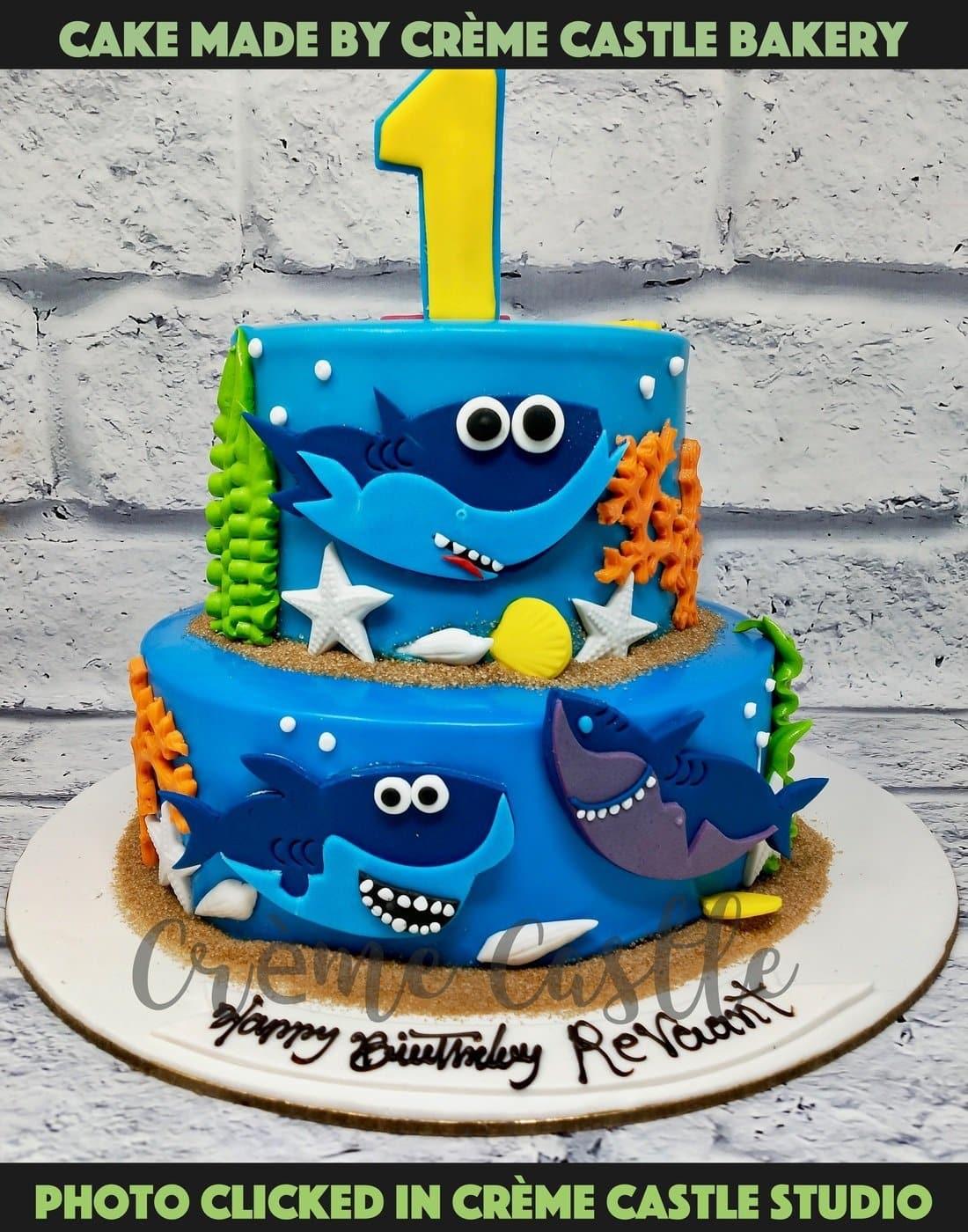 Baby Shark Cake. 1st Birthday cake for Baby. Noida & Gurgaon