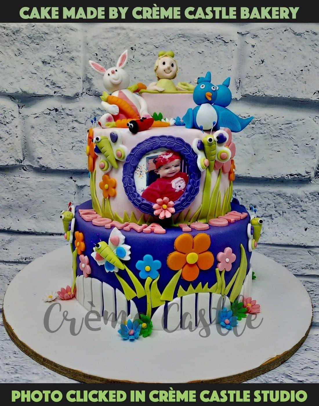 Rabbit and Birds Cake - Creme Castle