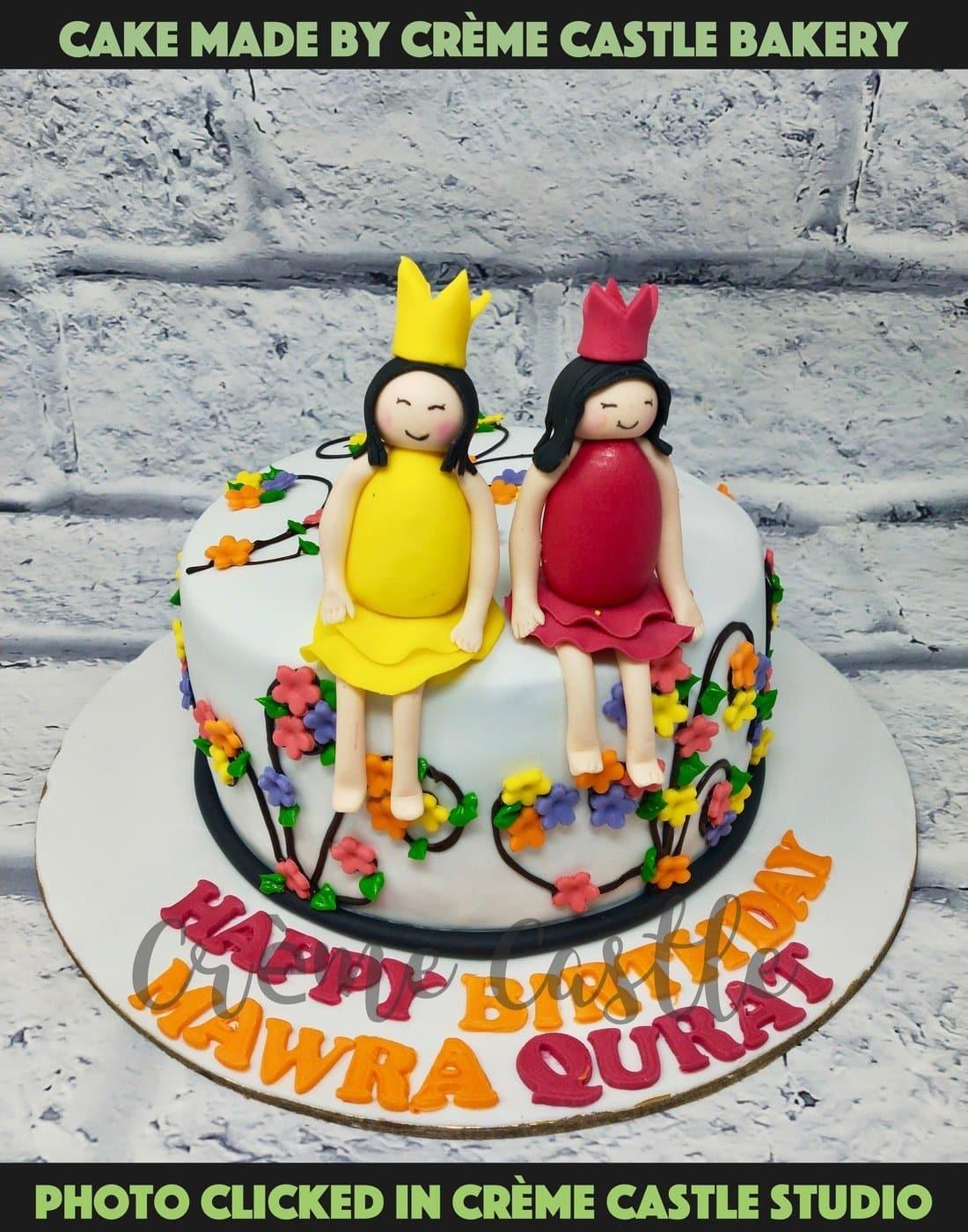 Cake for Twins. Twin Girls Cake. Noida & Gurgaon