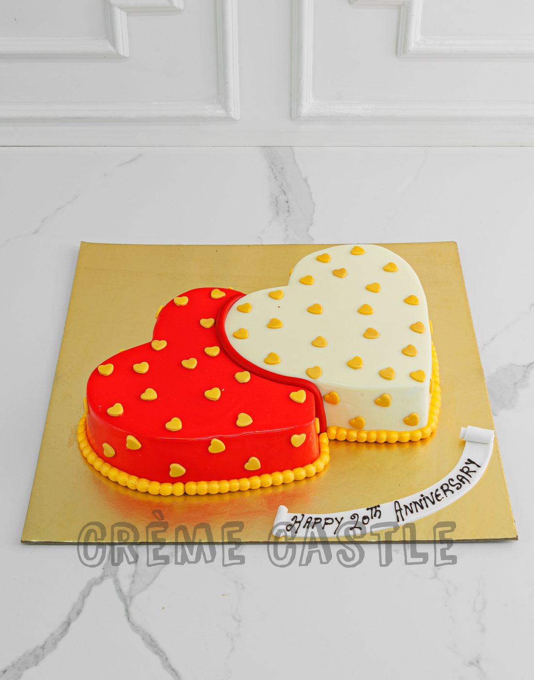 Double Heart Cake - Creme Castle