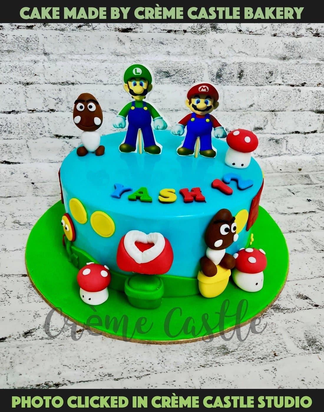 Mario Bros Theme Cake. Birthday Cake Ideas for Son. Noida & Gurgaon