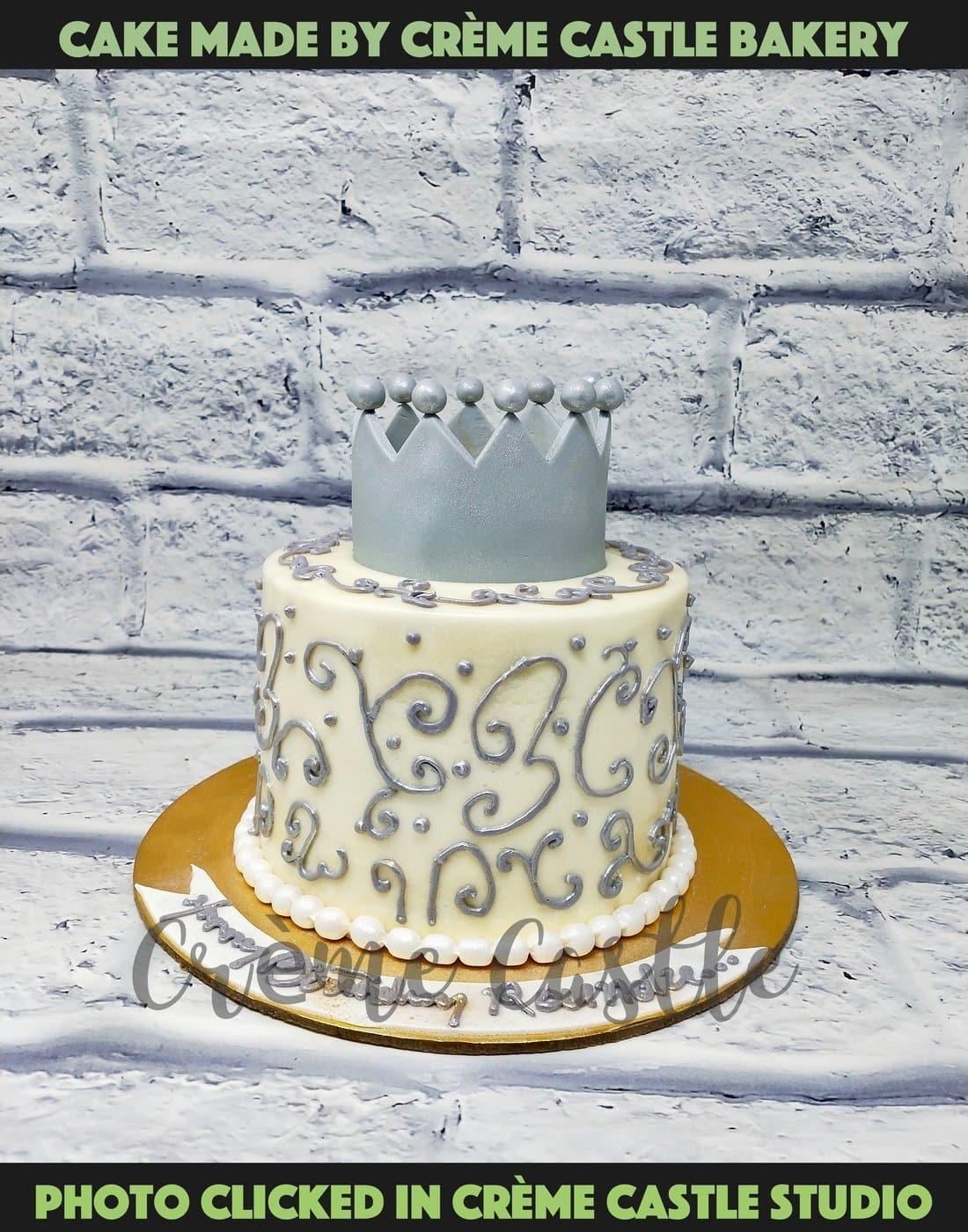 Silver Crown Tiara Cake - Creme Castle