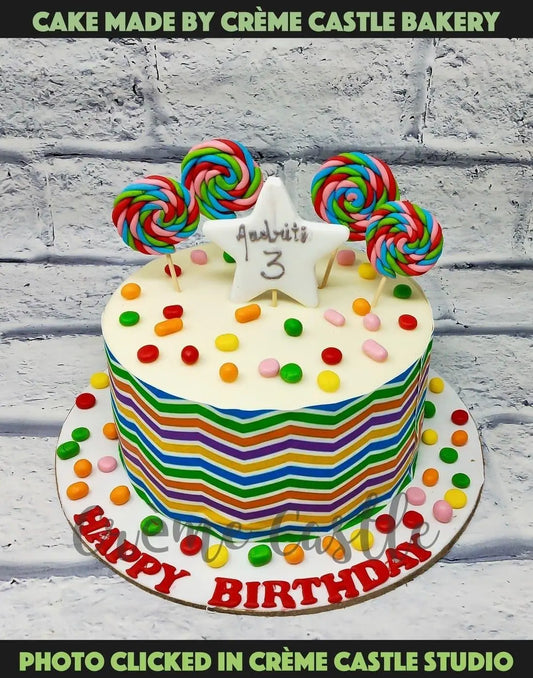 Rainbow and Candy Cake - Creme Castle