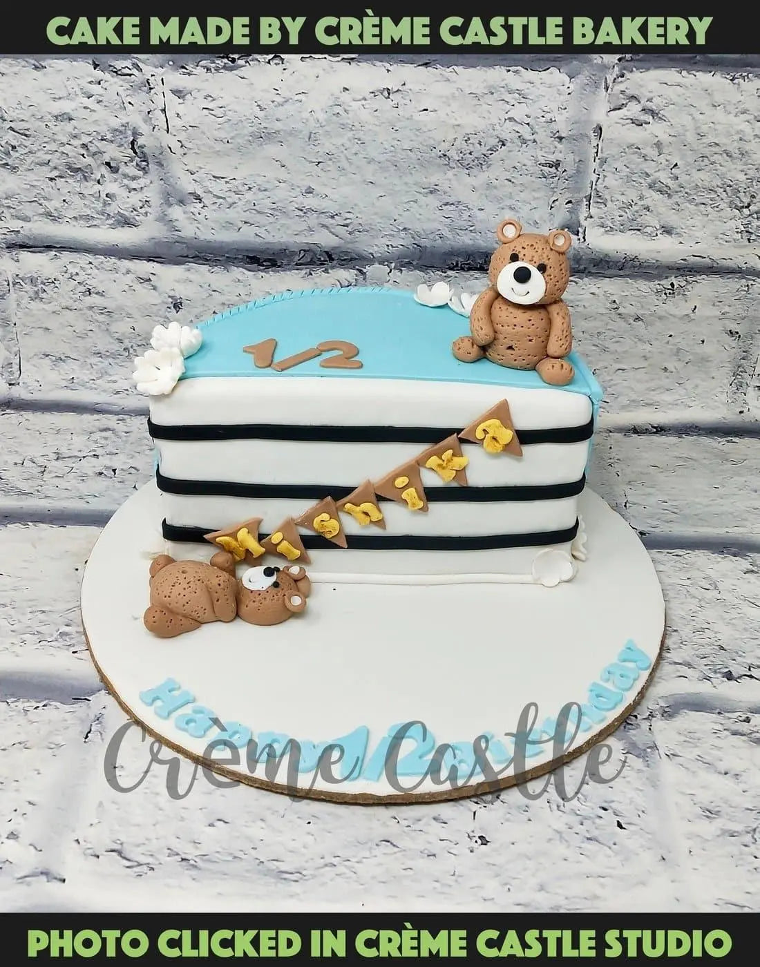 Half Teddy Cake - Creme Castle