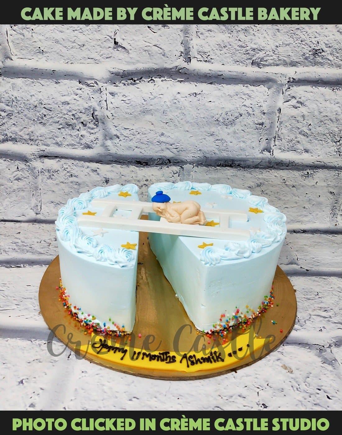 Baby Crossing Cake. 6 Months Half Birthday Cake. Delivery in Noida and Gurgaon
