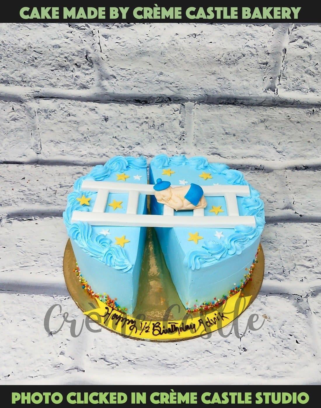 Baby Blue Crossing Half Cake - Creme Castle