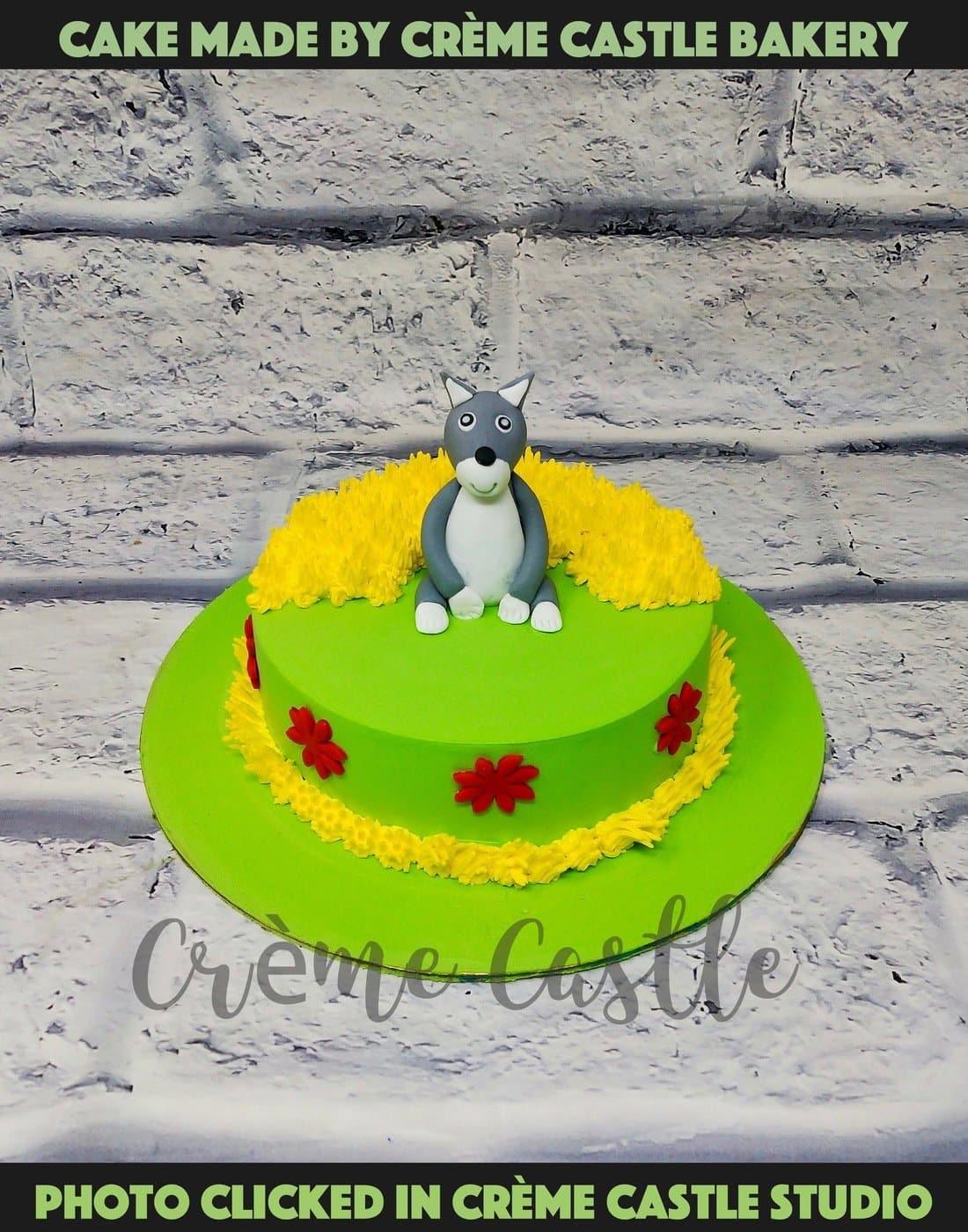 Dog Theme Cream Cake. Cake Designs for Kids. Noida & Gurgaon