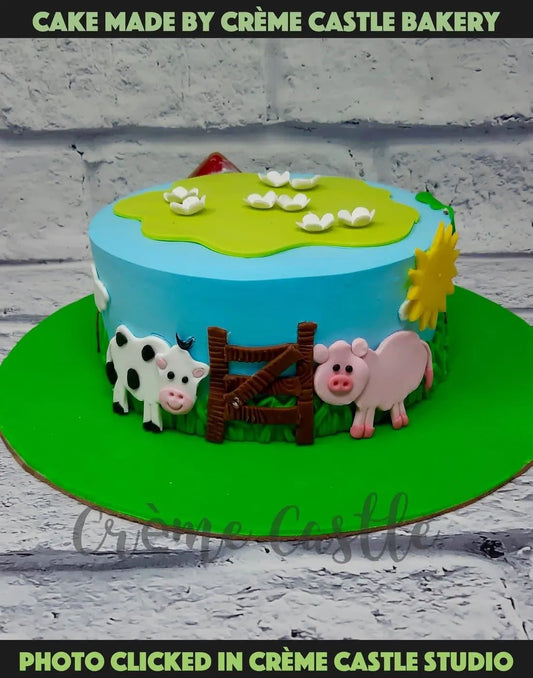 Cow and Dairy Farm Cake - Creme Castle