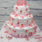 3 Tier Floral Pink  n White Cake