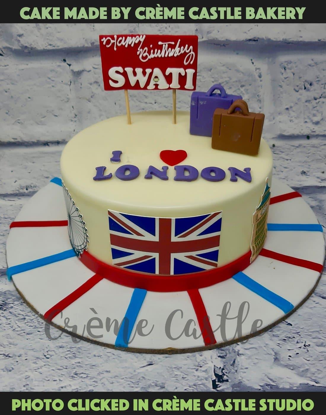 London Travel Cake. Farewell theme Cake. Noida & Gurgaon