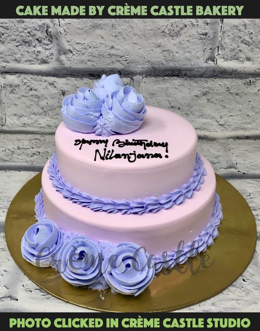 Purple 2 Tier Cake. Customized Cake Bakery Near Me. Noida & Gurgaon