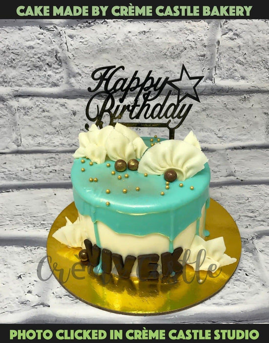 Pastel Blue Drip Cake - Creme Castle