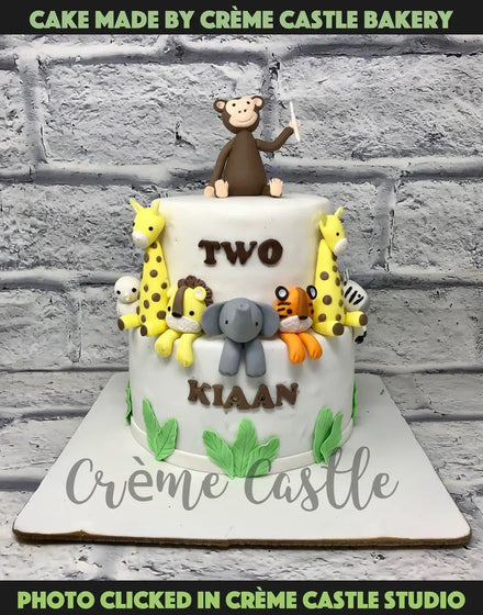 Jungle Minimalist Tier Cake - Creme Castle