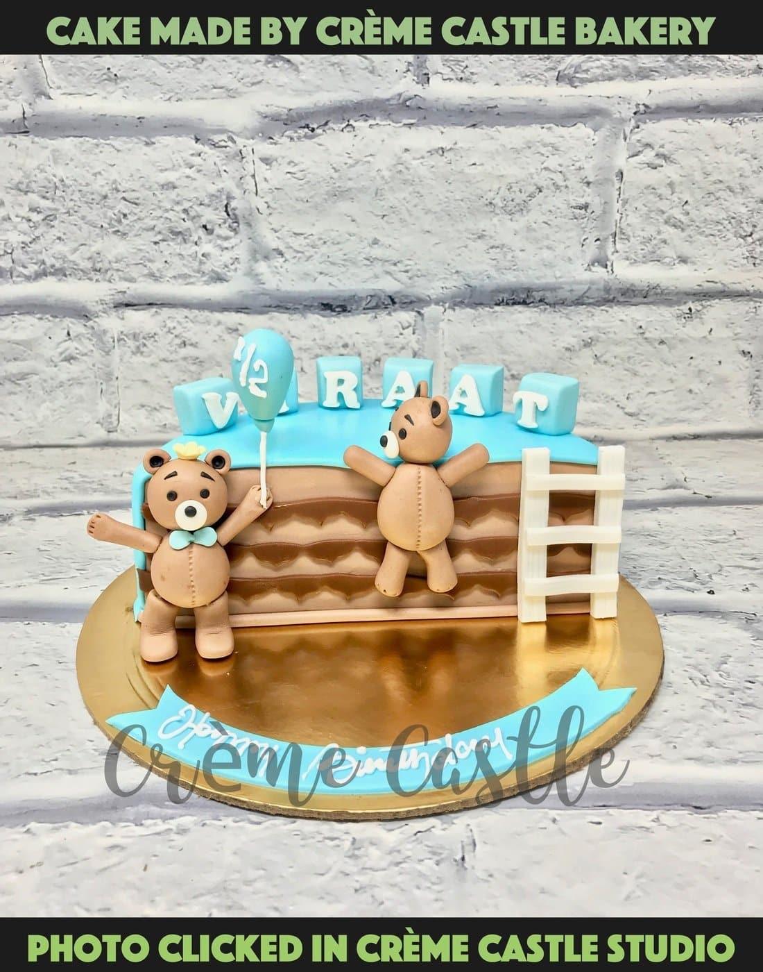 Half Cut Teddy Cake - Creme Castle