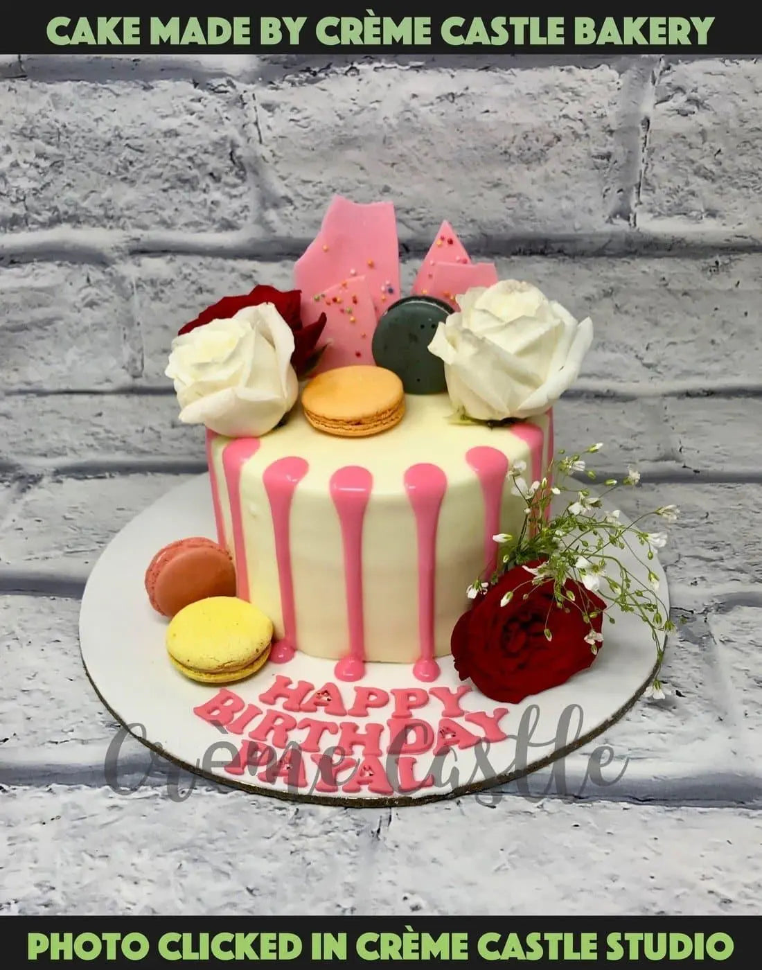 Flowers n Macaroons Cake - Creme Castle