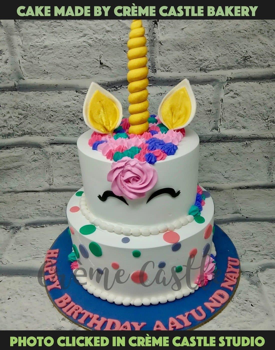 Unicorn Tier Floral Cake - Creme Castle