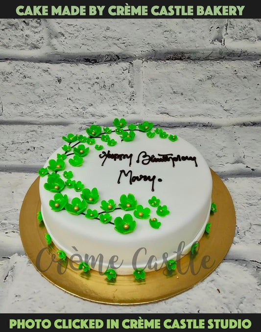 Green Cherry Blossom Cake - Creme Castle