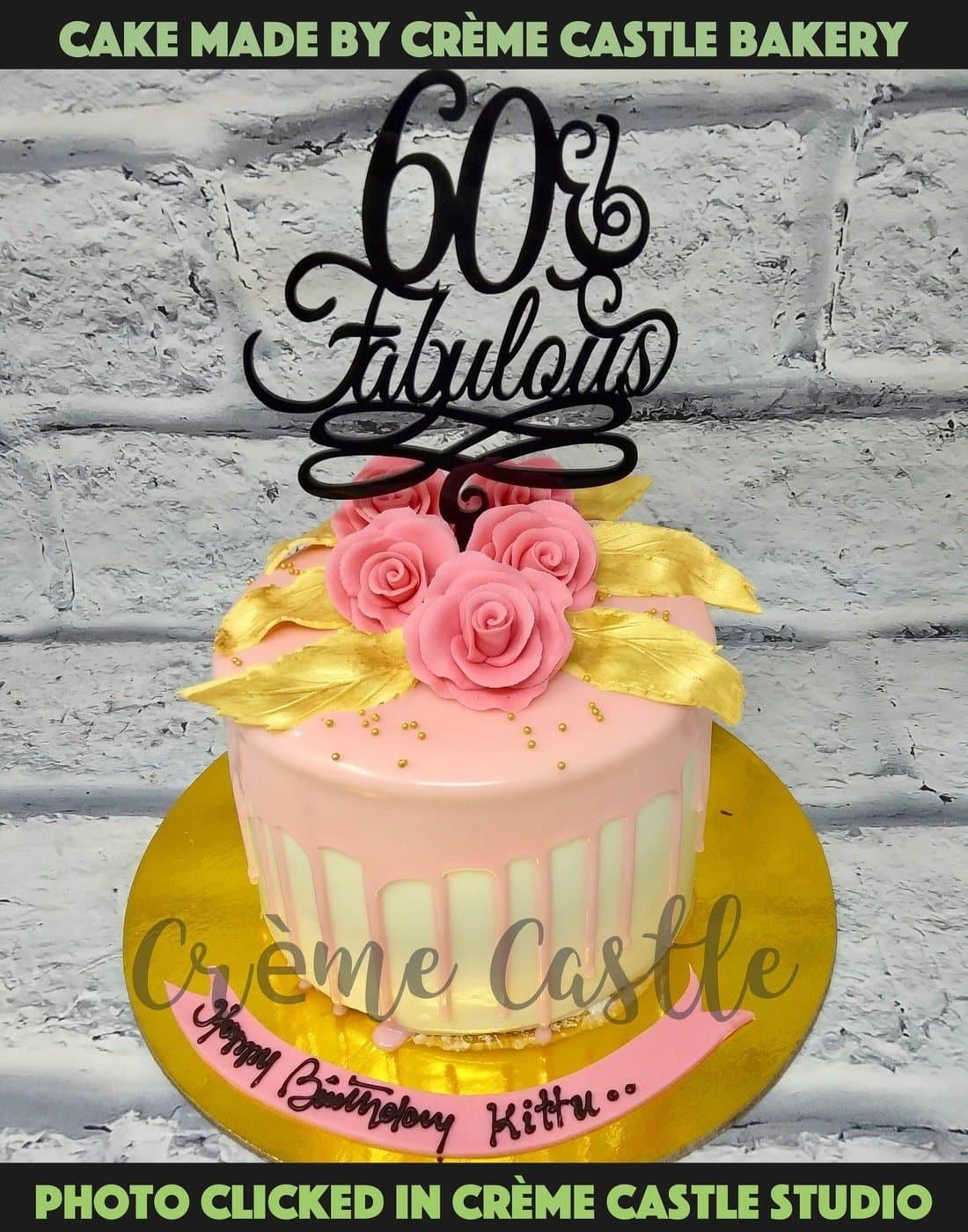 Acrylic Rose Gold Mirror 60 & Fabulous Cake Topper - Online Party Supplies