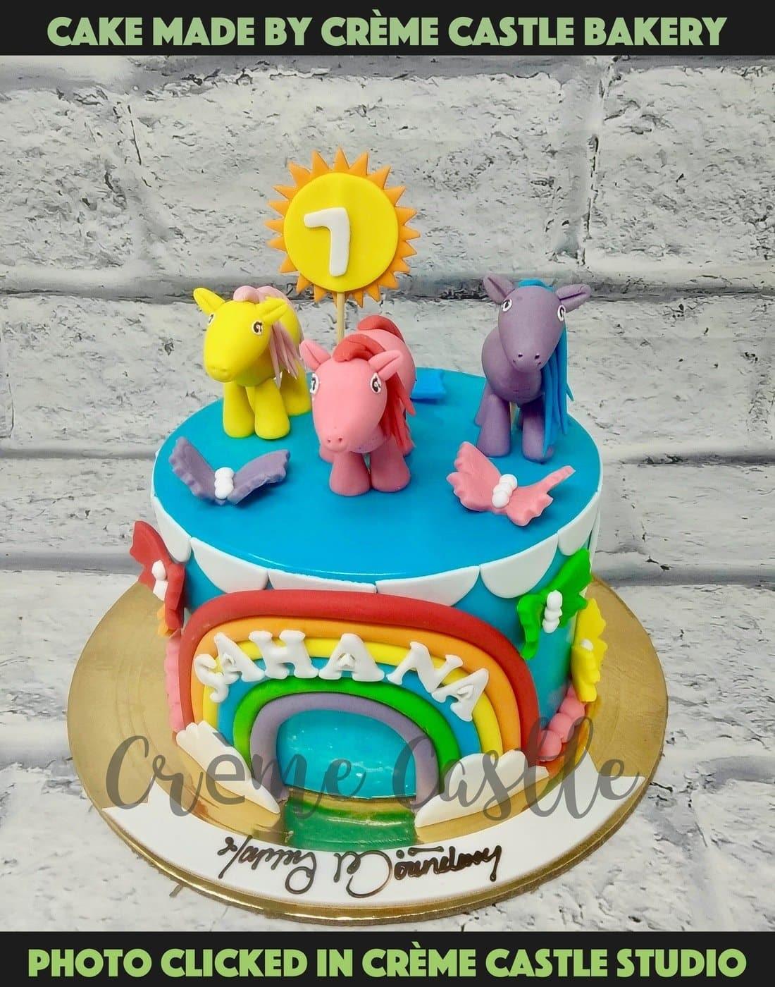 Little Pony and Rainbow Cake - Creme Castle