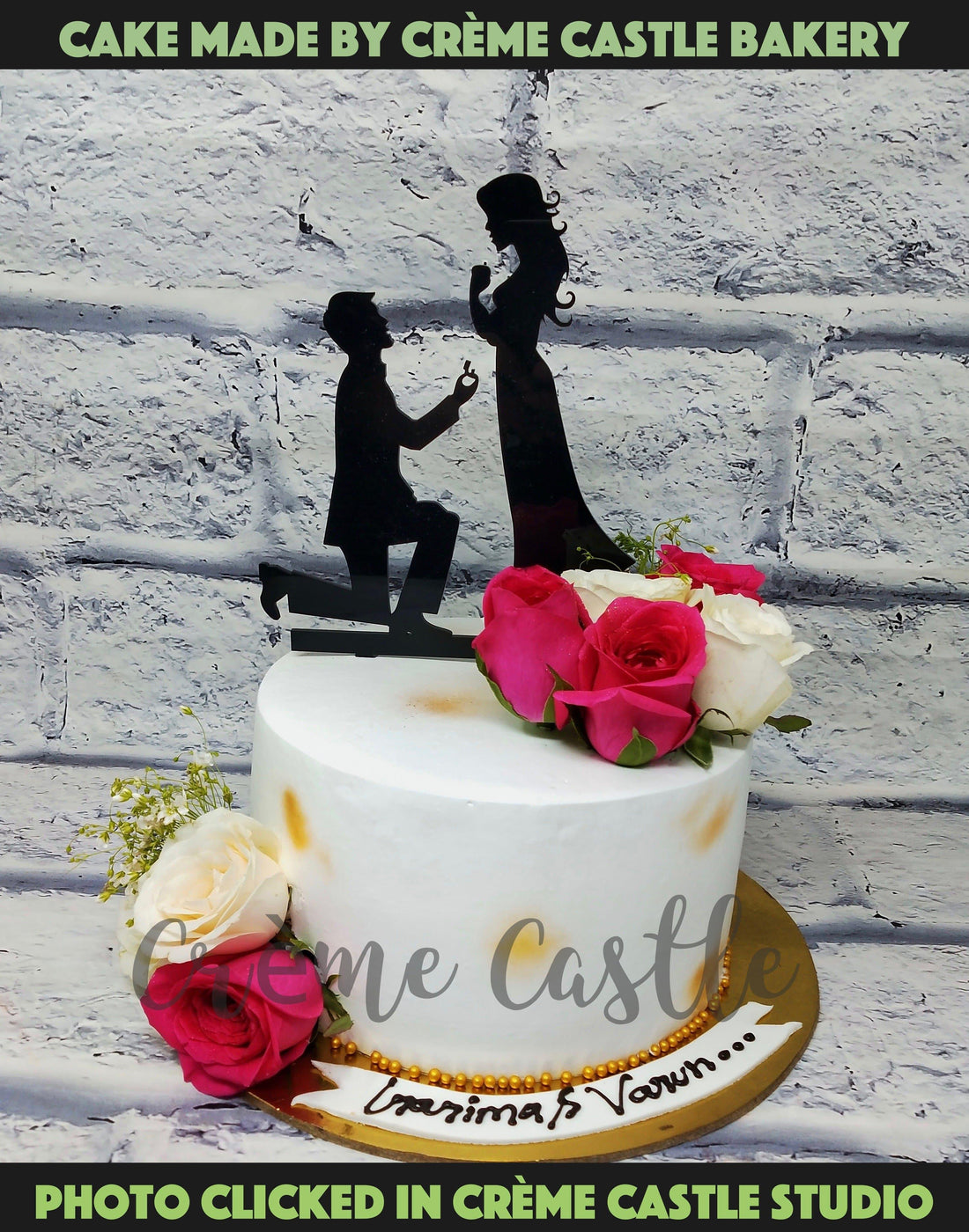 Floral Proposal Cake - Creme Castle