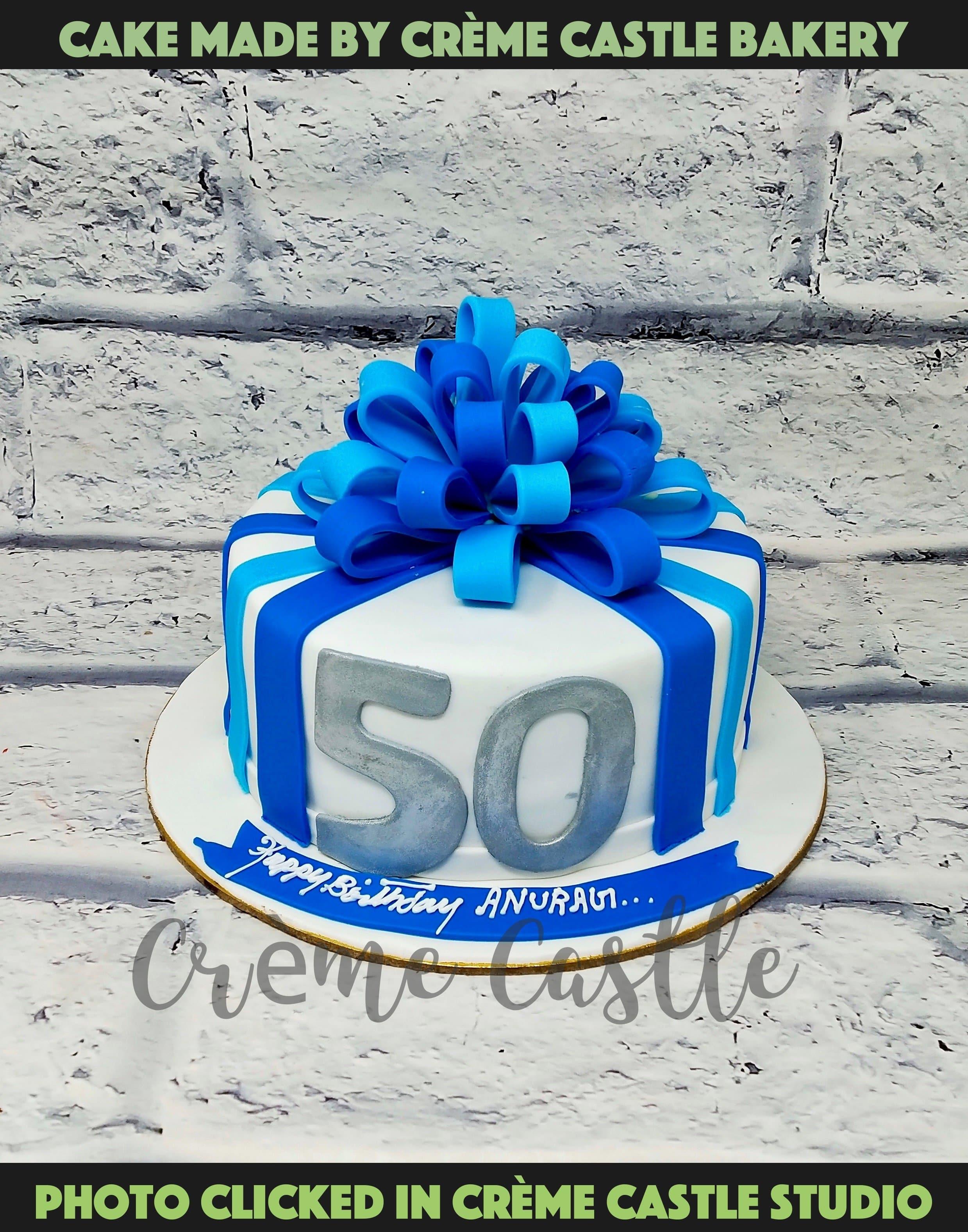 Gurgaon Special: Blue Gifts Box Fondant Cake Delivery in Gurgaon @ ₹4,499.00